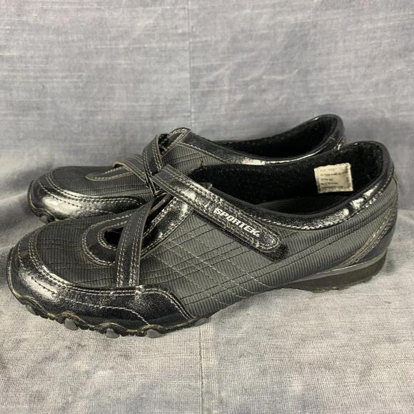 Sportek Womens Size 7 Athletic Slip On Hook & Loop Closure Shoe Gray Black READ - Picture 3 of 15